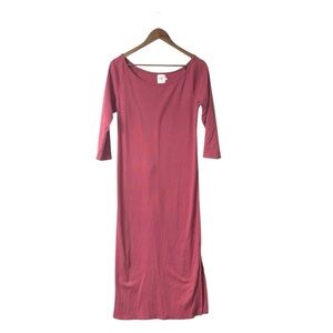 Hatch the Nines Pink Ribbed Maxi Long Length Dress Long Sleeve Maternity Large